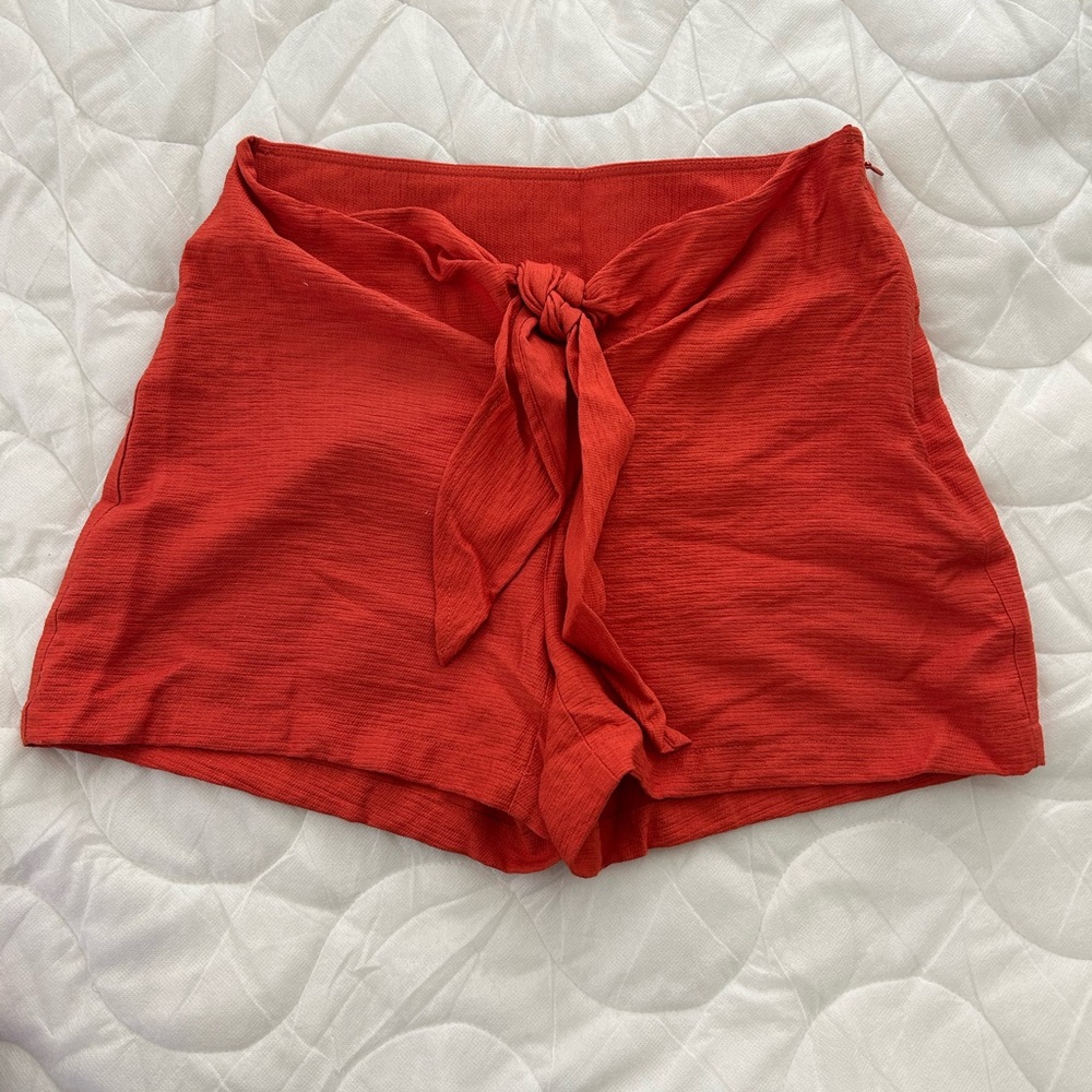 Alfani - Orange Linen Tie-Front Shorts 0 Size (Women)